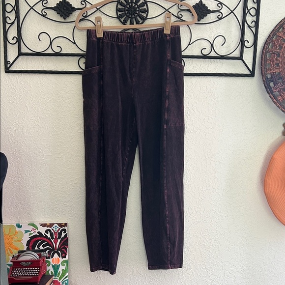Jess & Jane Purple Mineral-Wash Pants | Size Small - Picture 1 of 6